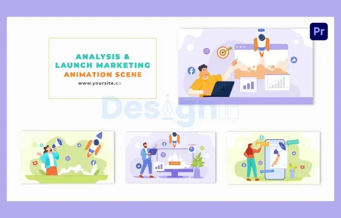 Startup Analysis and Launch Marketing Vector Animation Scene